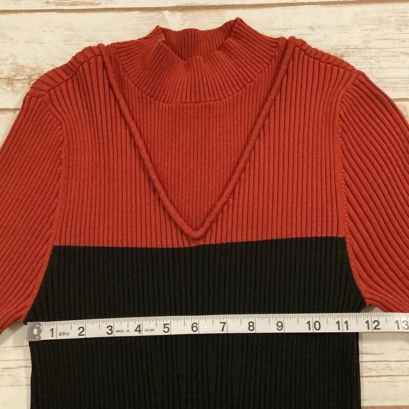 Marina Moscone Two Tone Mock Neck Sweater MIDI Dress XL - Picture 4 of 11
